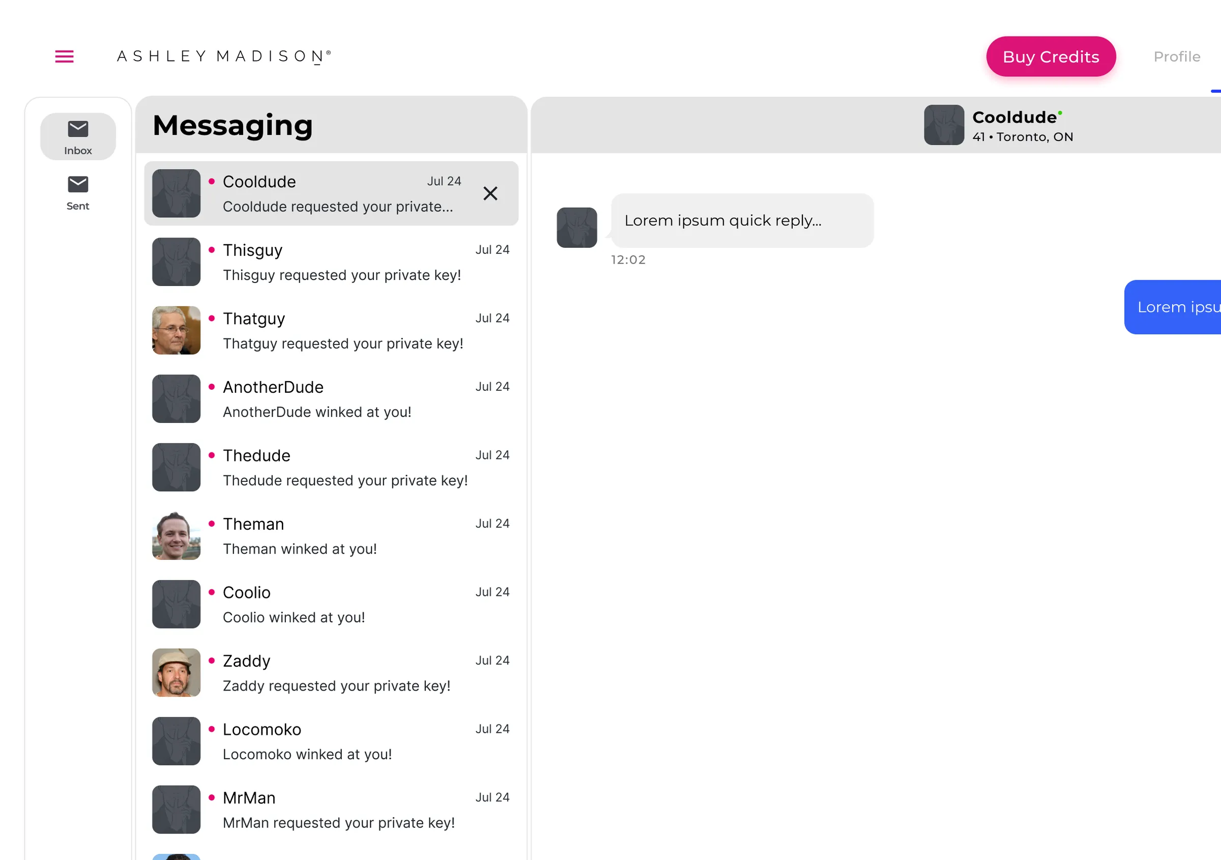 Inbox full of automatic messages from the platform